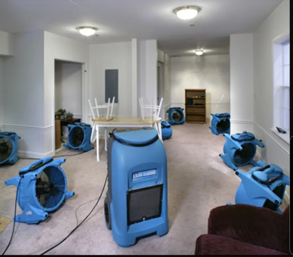 Air movers and dehumidifier setup for Water Extraction & Removal in New Baltimore